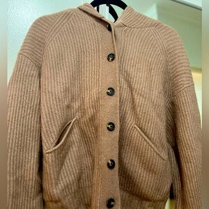 Everlane Hooded Cardigan in Tan